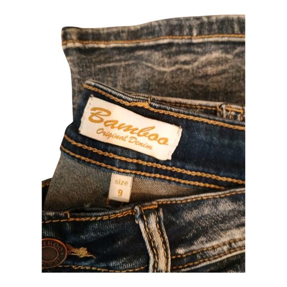Bamboo Original Denim Women's Bell Flare Leggings Stonewashed Jeans Size 9 - Picture 6 of 9
